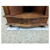 Wooden Corner Shelf with Floral Carving, 4-Tier, 19 Inch