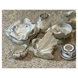 Collection of Vintage Miniature Porcelain Tea Sets and Decorative Dishes