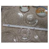 Collection of Vintage Glass and Porcelain Tableware Including Plates, Pitchers, and Decorative Dishes