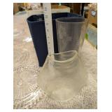 Collection of Vintage Glass and Porcelain Tableware Including Plates, Pitchers, and Decorative Dishes