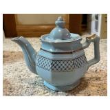 Collection of 6 Porcelain and Ceramic Teapots with Vintage Sugar Bowl