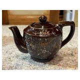 Collection of 6 Porcelain and Ceramic Teapots with Vintage Sugar Bowl