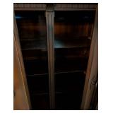 Vintage Wood Cabinet with Ornate Detailing and Drawer