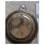 Vintage Home Decor Lot with Carved Bookends, Wall Plaque, Brass Plate, and Nesting Dolls