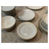 Assorted Fine China Dinnerware Set with Gold Trim