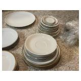 Assorted Fine China Dinnerware Set with Gold Trim
