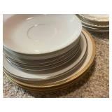 Assorted Fine China Dinnerware Set with Gold Trim