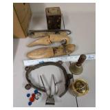 Vintage Miscellaneous Collectibles Including Shoe Lasts, Lighter, Bell and More