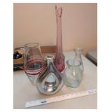Collection of 5 Decorative Glass Vases Assorted Styles