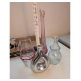 Collection of 5 Decorative Glass Vases Assorted Styles