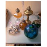 Group of Vintage Oil Lamps and Lamp Parts