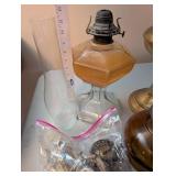 Group of Vintage Oil Lamps and Lamp Parts