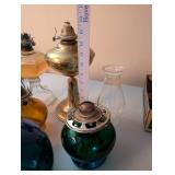 Group of Vintage Oil Lamps and Lamp Parts