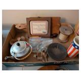 Vintage Assorted Home Decor, Trinkets, and Handy Andy Tool Chest Set