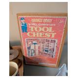 Vintage Assorted Home Decor, Trinkets, and Handy Andy Tool Chest Set