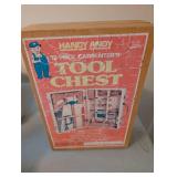 Vintage Assorted Home Decor, Trinkets, and Handy Andy Tool Chest Set