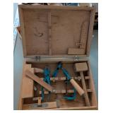 Vintage Assorted Home Decor, Trinkets, and Handy Andy Tool Chest Set