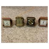 Collection of 4 Vintage Travel Alarm Clocks Westclox and Linden