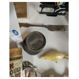 Vintage Collectibles Lot: Vases, Fishing Lures, Edison Record, Mini Clock and More