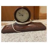 Vintage Wooden Mantel Electric Clock with Rounded Face