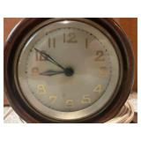 Vintage Wooden Mantel Electric Clock with Rounded Face