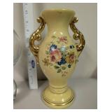 Glass Candle Holder and Ornate Floral Ceramic Vase Set