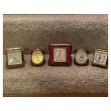 Collection of 5 Vintage Travel Alarm Clocks Phinney-Walker and Linden