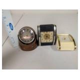 Collection of 3 Vintage Alarm Clocks Assorted Styles