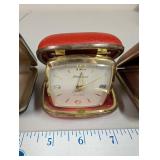 Set of 4 Vintage Travel Alarm Clocks Elgin and Homestead