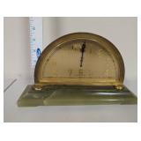 Vintage Swiss 8-Day Brass & Green Onyx Desk Clock