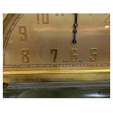 Vintage Swiss 8-Day Brass & Green Onyx Desk Clock