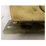 Vintage Swiss 8-Day Brass & Green Onyx Desk Clock