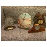 Collection of 4 Vintage Clocks, Thermometers, and Barometer Decor Items