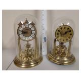 Set of 2 Vintage Glass Dome Anniversary Clocks Haller and Kern