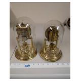 Set of 2 Vintage Glass Dome Anniversary Clocks Haller and Kern