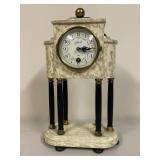 Schmid 8 Day Mantel Clock with Marble Pattern and Black Columns
