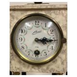 Schmid 8 Day Mantel Clock with Marble Pattern and Black Columns