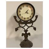 Vintage Ornate Brass Table Clock with Decorative Stand