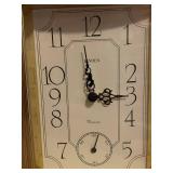 Pair of Brass Mantel Clocks Including Linden Westminster and Rotating Pendulum Clock