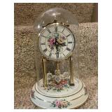 Montreux Floral Quartz Anniversary Clock with Glass Dome