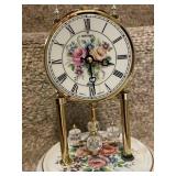 Montreux Floral Quartz Anniversary Clock with Glass Dome