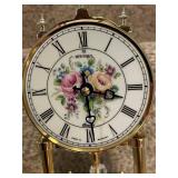 Montreux Floral Quartz Anniversary Clock with Glass Dome