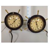 Pair of Vintage General Electric Ship Wheel Electric Clocks Model 3H08