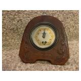 Vintage Heco Art Deco Mantel Clock with Tooled Leather Case