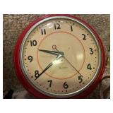 Pair of Westclox Vintage Electric Clocks - Brown and Red Metal Cases