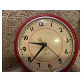 Pair of Westclox Vintage Electric Clocks - Brown and Red Metal Cases