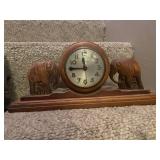 Lot of 2 Vintage Sessions Mantel Clocks with Animal Motifs - Elephant Carving & Horse Design