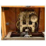 Antique Wooden Mantel Clock with Roman Numeral Dial