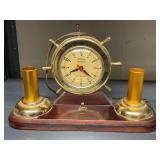 Vintage Sessions Nautical Ship Wheel Wall Clock with Metal Sails