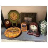 Collection of 7 Vintage and Decorative Mantel and Wall Clocks